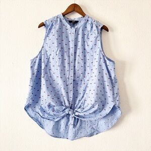 GNW Plus Size 1X Tie Front Textured Button Down Top Chic New